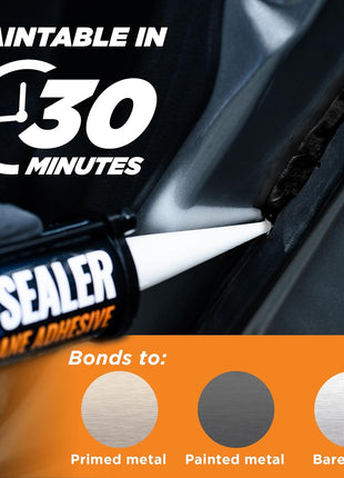 [Black] Professional Automotive Seam Sealer, Paintable Quick-Set Polyurethane Auto Body Seam Sealer for Metal Surfaces of Cars, Trucks, Etc, Includes Gloves & Tip - Black RV Roof Sealant