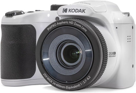 KODAK PIXPRO AZ255 16MP Digital Camera, 25x Optical Zoom, AA, OIS, White | 1080p Full HD Video, 24mm Wide Angle Lens, 3 Inch LCD, Bridge Camera, Wildlife and Travel Photography, SD Card
