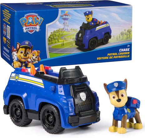 Paw Patrol, Chase's Patrol Cruiser, Toy Car with Collectible Action Figure | Action Rescue Vehicle, Clip Into Driver's Seat, Rolling Wheels, Sustainably Minded, Kids Toys for Boys & Girls Ages 3+