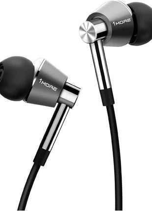 1MORE Triple Driver in-Ear Earphones Hi-Res Headphones with High Resolution, Bass Driven Sound, MEMS Mic, in-Line Remote, High Fidelity for Smartphones/PC/Tablet - Silver