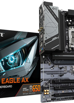 GIGABYTE B650 Eagle AX AM5 LGA 1718 ATX Motherboard, DDR5, Triple M.2 Slots (1x PCIe 5.0, 2X PCIe 4.0), USB 3.2 Gen2x2 Type-C, WiFi 6E, Realtek GbE LAN