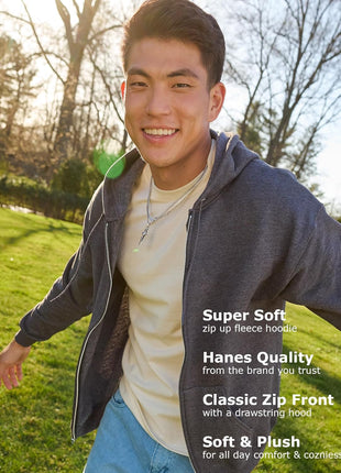 Hanes mens Full-zip Eco-smart Hoodie athletic sweatshirts, Black, Large US