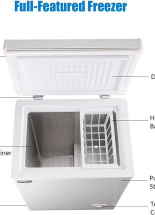 Chest Freezer 3.5 Cu.Ft Small Deep Freezer for Apartment Kitchen, Black | Free-Standing Top Door, Adjustable 7 Thermostat, Removable Basket,Temperature Control