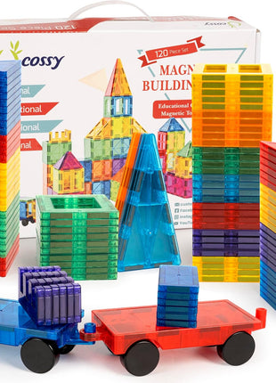 cossy 120Pcs Magnetic Tiles Magnetic 3D Building Blocks Set Educational Construction Toys for 3 4 5 6 7 8 Year Old Boy and Girl with Stronger Magnets, Educational Toys, Recreational, Conventional