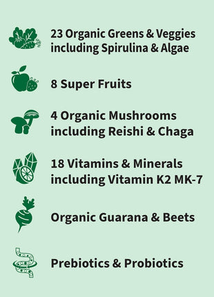 Garden of Life Sport Nutrition Organic Greens Powder, Original, 30 Servings