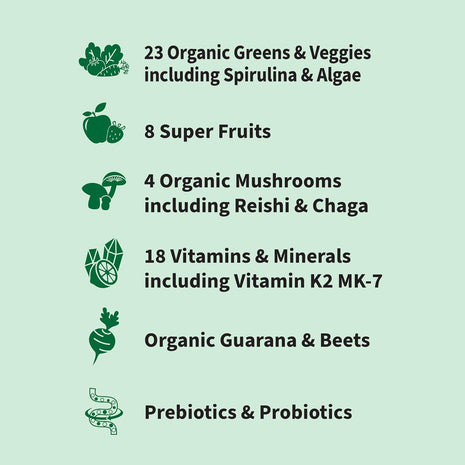 Garden of Life Sport Nutrition Organic Greens Powder, Original, 30 Servings