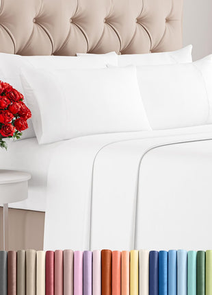 Queen 6 Piece Bed Sheet Set - Comfy, Breathable & Cooling Sheets - White | Ultra-Soft Hotel Luxury Bedding Set w/ 8-16 Inch Deep Pockets, 1 Flat & 1 Fitted Sheet & 4 Pillowcases, Wrinkle & Fade Free