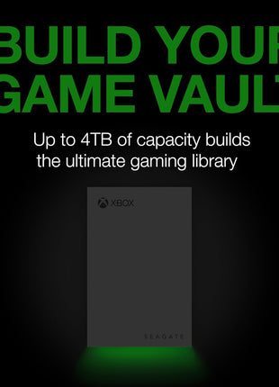 Seagate Game Drive for Xbox 4 TB External Hard Drive Portable HDD - USB 3.2 Gen 1, Black with built-in green LED bar, Xbox Certified, 3 year Rescue Services(STKX4000402)