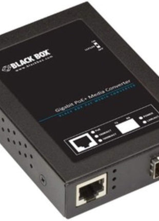 Black Box Gb ETH PoE+ MED Conv 10/100/1000-Mbps COP to 1000-Mbps FBR SFP