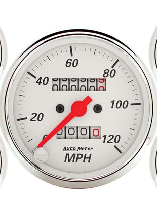 Auto Meter 1300 5 PC. Gauge KIT, 3-1/8 inch & 2-1/16 inch, MECH. Speedometer, Arctic White