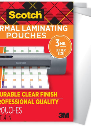 Scotch Thermal Laminating Pouches, for Use with Thermal Laminators, 8.9 x 11.4 Inches, Letter Size Sheets, 100-Pack