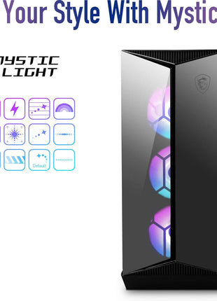 MSI MPG GUNGNIR 110R - Premium Mid-Tower Gaming PC Case - Tempered Glass Side Panel - 4 x ARGB 120mm Fans - Liquid Cooling Support up to 360mm Radiator - Two-Tone Design