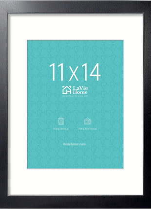 LaVie Home 11x14 Picture Frame, 11 x 14 Frame Display Pictures 8x10 with Mat or 11x14 Without Mat, Stable and Sturdy Black Frame and Polished Plexiglass, Horizontal and Vertical Format of The Walls