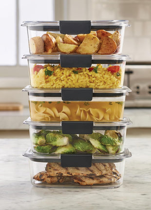 Rubbermaid Brilliance Food Storage Containers BPA Free Airtight Lids Ideal for Lunch Meal Prep & Leftovers Set of 5 (3.2 Cup)
