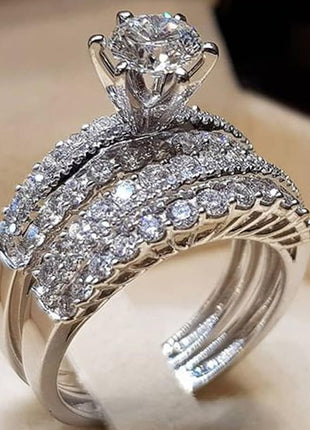 925 Sterling Silver Ring Fashion Hand Accessories 4ct Zircon Diamonds Stone Double zircon engagement ring Diamond ring Wedding dinner bridal ring jewelry-making-patterns 7