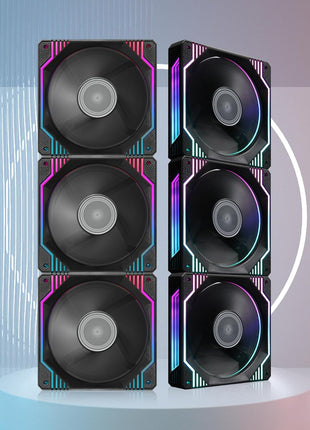 PANO-MOUNTS 120mm 6-Pin Infinity Mirror RGB Computer PC Case Fans with 6-Pin Fan Hub and Adjustable Color Controlled by Remote 3-Pack Black