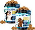 Dual-Action Dog Probiotics & Allergy Relief Chews - 200 Soft Treats for Gut Health, Itchy Skin, Diarrhea & Gas with Probiotics, Omega 3, Turmeric, Colostrum | Immune & Coat Support for Dogs