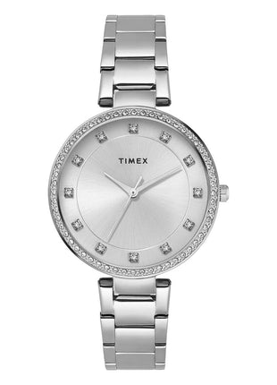 TIMEX Silver Round Dial Analog Women's Watch - TWEL18730