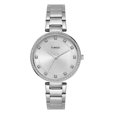 TIMEX Silver Round Dial Analog Women's Watch - TWEL18730