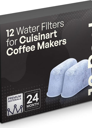 12 Pack Water Filters for Cuisinart Coffee Makers by GoodCups - Replacement Charcoal Water Filters - Fits All Cuisinart Coffee Machines
