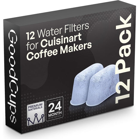 12 Pack Water Filters for Cuisinart Coffee Makers by GoodCups - Replacement Charcoal Water Filters - Fits All Cuisinart Coffee Machines