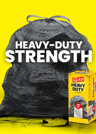 Glad Large 30 Gallon Trash Bags, Unscented Heavy Duty Garbage Bags, Forceflex with Drawstring, 50 Count (Packaging May Vary)