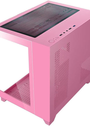 DIYPC ARGB-Q1.V2-P Pink USB3.0 Tempered Glass Micro ATX Gaming Computer Case w/Dual Tempered Glass Panel and 3 x ARGB 120mm Fans (Pre-Installed)