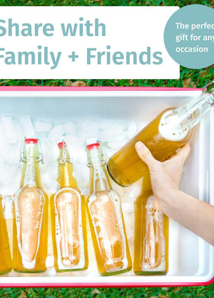 Otis Classic Swing Top Glass Bottles   Set of 6, 16oz w/Marker & Labels   Clear Bottle with Caps for Juice, Water, Kombucha, Wine, Beer Brewing, Kefir Milk or Eggnog