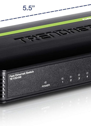 TRENDnet 8-Port Unmanaged 10/100 Mbps GREENnet Ethernet Desktop Switch, TE100-S8, 1.6 Gbps Switching Capacity, Plastic Housing, Network Ethernet Switch, Plug & Play Black