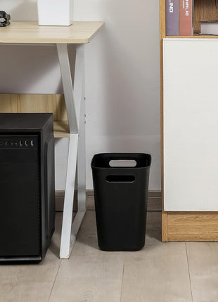 UUJOLY Plastic Small Trash Can Wastebasket, Garbage Container Basket for Bathrooms, Laundry Room, Kitchens, Offices, Kids Rooms, Dorms, 3.5 Gallon, Black