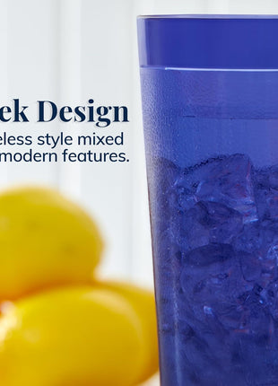 US Acrylic Cafe Plastic Reusable Tumblers (Set of 16) 20 ounce Water Cups Coastal Colors | Restaurant Style Drinking Glasses Value Set, Stackable, BPA free, Made in the USA | Top rack Dishwasher Safe