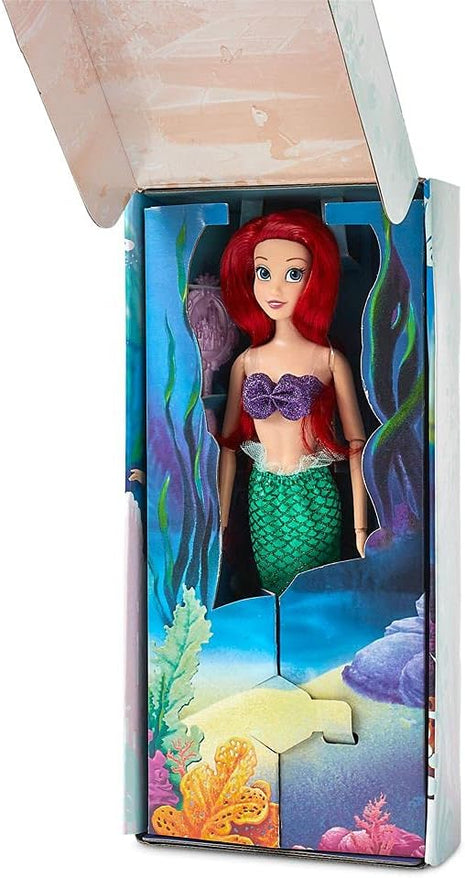 Disney Store Official Princess Classic Doll (Ariel from The Little Mermaid), 11 Inches, Includes Brush with Molded Details, Fully Posable Toy in Classic Outfit - Disney Princess Toys