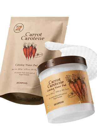SKINFOOD Carrot Carotene Calming Water Pad Set, Korean Toner Pads for Face, Hydrating & Soothing, 60 + 30 Pads (Refill Included)