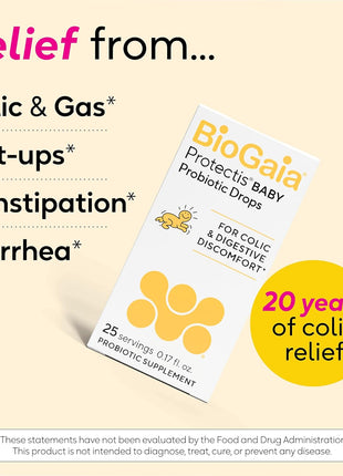 BioGaia Baby Probiotic Drops | Colic & Gas Relief | Safe for Newborns | Pediatrician-recommended | Ease Crying, Fussing, Colic, Gas, Spit-ups & Occasional Constipation | No Dairy or Soy | 5mL
