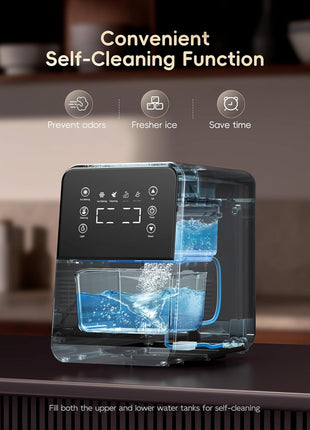 ecozy Nugget Ice Maker Countertop, Intuitive EcoScreen, 40lbs/24H Chewable Pebble Ice, 3lb Pull-Out Basket, Self-Cleaning, One-Touch Timer – Perfect for Home, Drinks & Cocktails