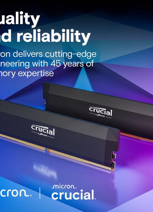 Crucial Pro 32GB DDR5 RAM Kit (2x16GB),CL36 6000MHz, Overclocking Desktop Gaming Memory, Intel XMP 3.0 & AMD Expo Compatible, Black - CP2K16G60C36U5B