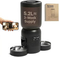 Automatic Cat Feeder with Camera, 5.2L Smart Cat Food Dispenser for Multi-Pet Homes, 170Â° Wide Angle Night Vision Auto Cat Feeder for Cats and Dogs, 5G WiFi App Remote Control for Busy Families, Black