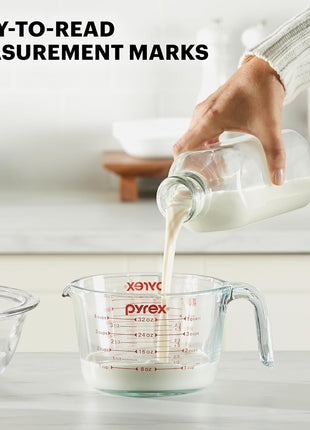 Pyrex Essentials (2-Pack) Glass Measuring Cups Set (1 & 2 Cup) | For prepping, baking and cooking, preheated oven, dishwasher, freezer, and microwave safe