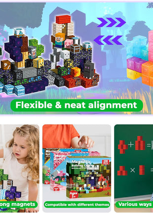 Magneverse 200Pcs Magnetic Blocks - Magnetic Building Blocks Toys for Kids | 0.8in Magnetic Cubes - Building Toys for Kids Ages 3+ , School STEM Learning Activities, Birthday Gifts for Boys Girls Age 3+