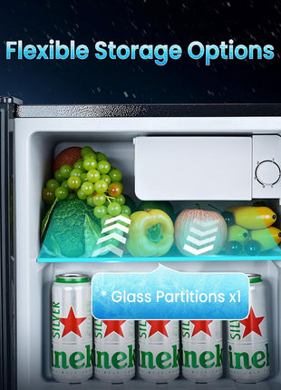Anypro Fridge with Freezer 1.84 Cu.Ft Single Door Refrigerator with 5 Level Temperatures, Adjustable Shelves, Energy Saving, Low Noise for Dorm, Office, Bedroom, Silver