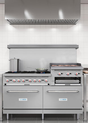 KoolMore 60 in. 6 Burner Commercial Liquid Propane Range with 24 in. Griddle and Broiler (KM-CRGB60-LP)