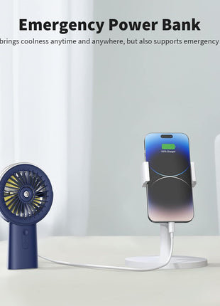 Otlonpe Handheld Misting Fan Portable, Small Personal Hand Held Rechargeable Mist Fan Water Spray, 4000mAh Battery Operated Hand Mister Fans 3-Speed, 4-15 Hrs Runtime for Travel Home Office Outdoor