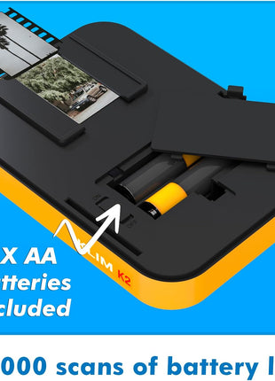KLIM K2 Mobile Film Scanner 35mm - Free APP - Positive & Negative Converter, Slide & Photo Digitizer, 35mm Color Developing Kit Essential - Top Choice for Preserving Old Photos - Orange & Grey