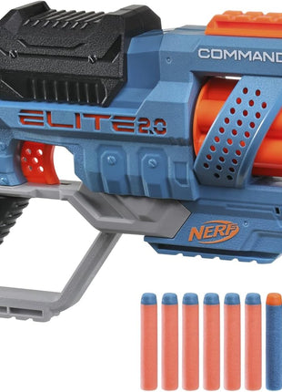 Nerf Elite 2.0 Commander RC-6 Blaster, 12 Elite Darts, 6-Dart Rotating Drum, Tactical Rails, Barrel and Stock Attachment Points
