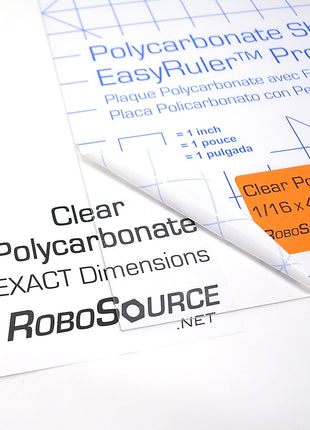 Polycarbonate Clear Plastic Sheet 12 inch X 18 inch X 0.0625 inch (1/16 inch) Exact, EasyRuler Film, Shatter Resistant, Easier to Cut, Bend, Mold than Plexiglass. VEX Robot, Hobby, DIY, Industrial. Glass Replacement