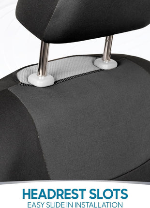 BDK PolyPro Car Seat Covers Full Set in Charcoal on Black – Front and Rear Split Bench for Cars, Easy to Install Cover Set, Accessories Auto Trucks Van SUV