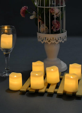 SHYMERY Flameless Votive Candles,Flameless Flickering Electric Fake Candle,24 Pack 200+Hour Battery Operated LED Tea Lights in Warm White for Wedding, Table, Halloween,Christmas Decorations 1.5 inchX1.7 inch