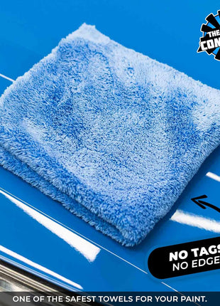 The Rag Company - Eagle Edgeless 500 (4-Pack) Professional Korean 70/30 Blend Super Plush Microfiber Detailing Towels, 500GSM, 16in x 16in, Blue