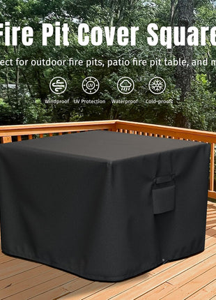 SHINESTAR Square Fire Pit Cover, Fits for 28-32 Inch Fire Pit Table, Waterproof and Windproof, 32 x 32 x 24 Inches, Black