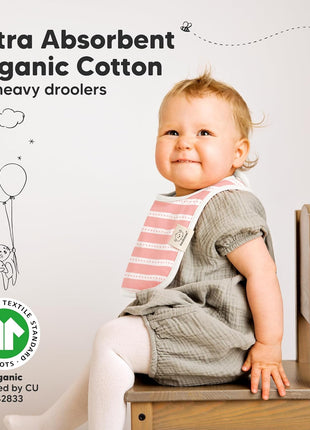 8-Pack Organic Baby Bibs for Boys, Girls - Soft Cotton Drooling and Teething Bibs for Baby Girl & Boy, Extra Absorbent, Easy To Clean & Put On for Toddler, Newborn, Infant 0-24 Months (Sweet Charm)